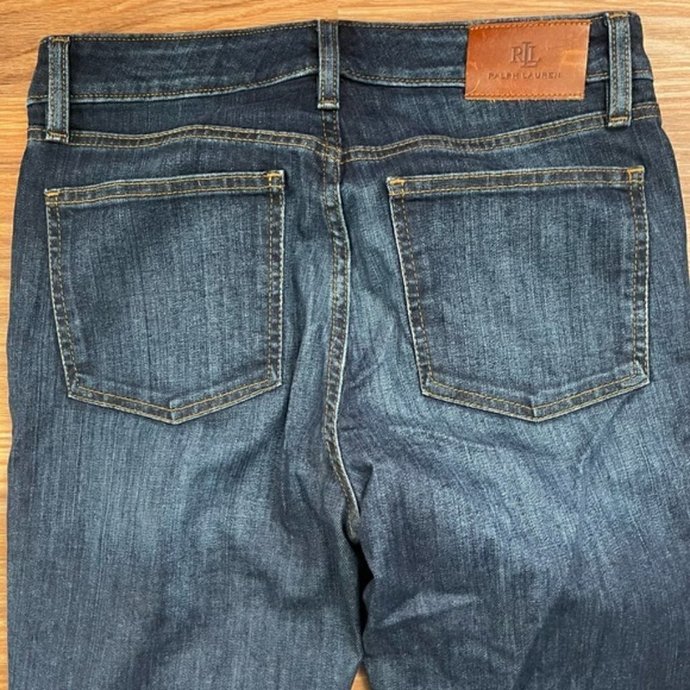 Lauren Ralph Lauren Black Label Blue Dark Wash Straight Leg Jeans US 6 - Picture 4 of 6